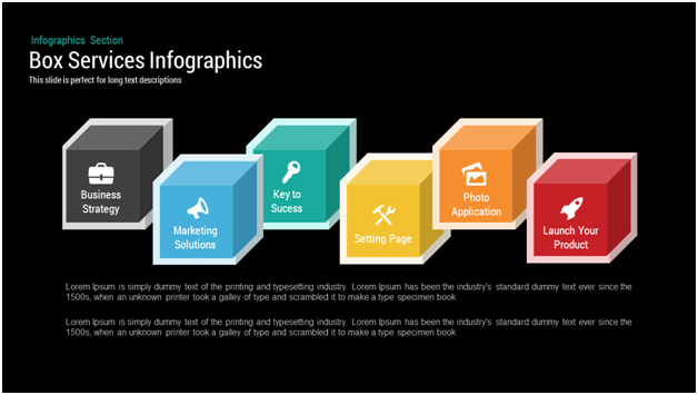 Box Services Infographics powerpoint templates Keynotes